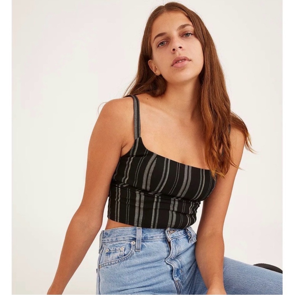 NWT Urban Outfitters Luna Striped Cropped Cami Tank Top Sz Small
